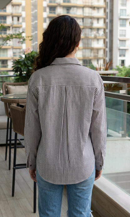 Mocha Linear Striped Shirt