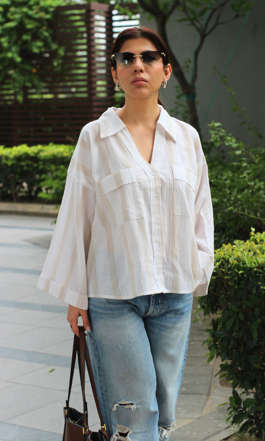 White Beige Cotton Shirt