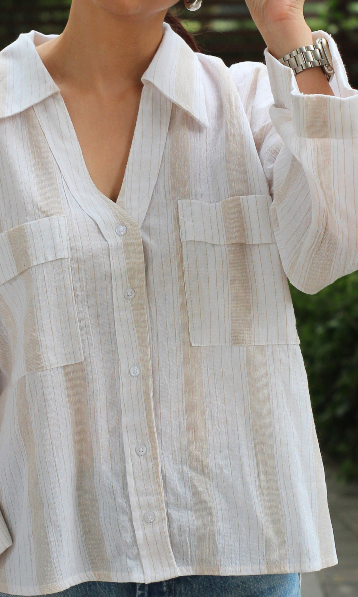White Beige Cotton Shirt