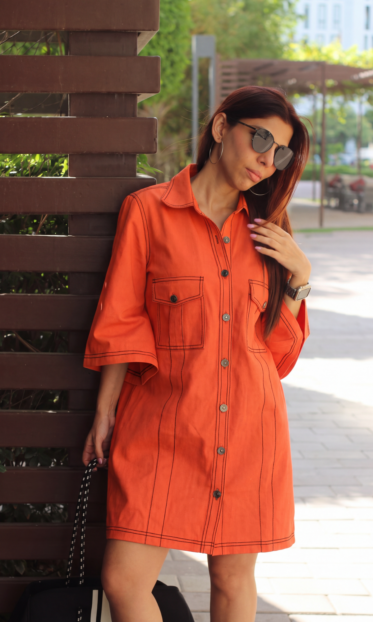 Scorched Paprika Thread Work Dress