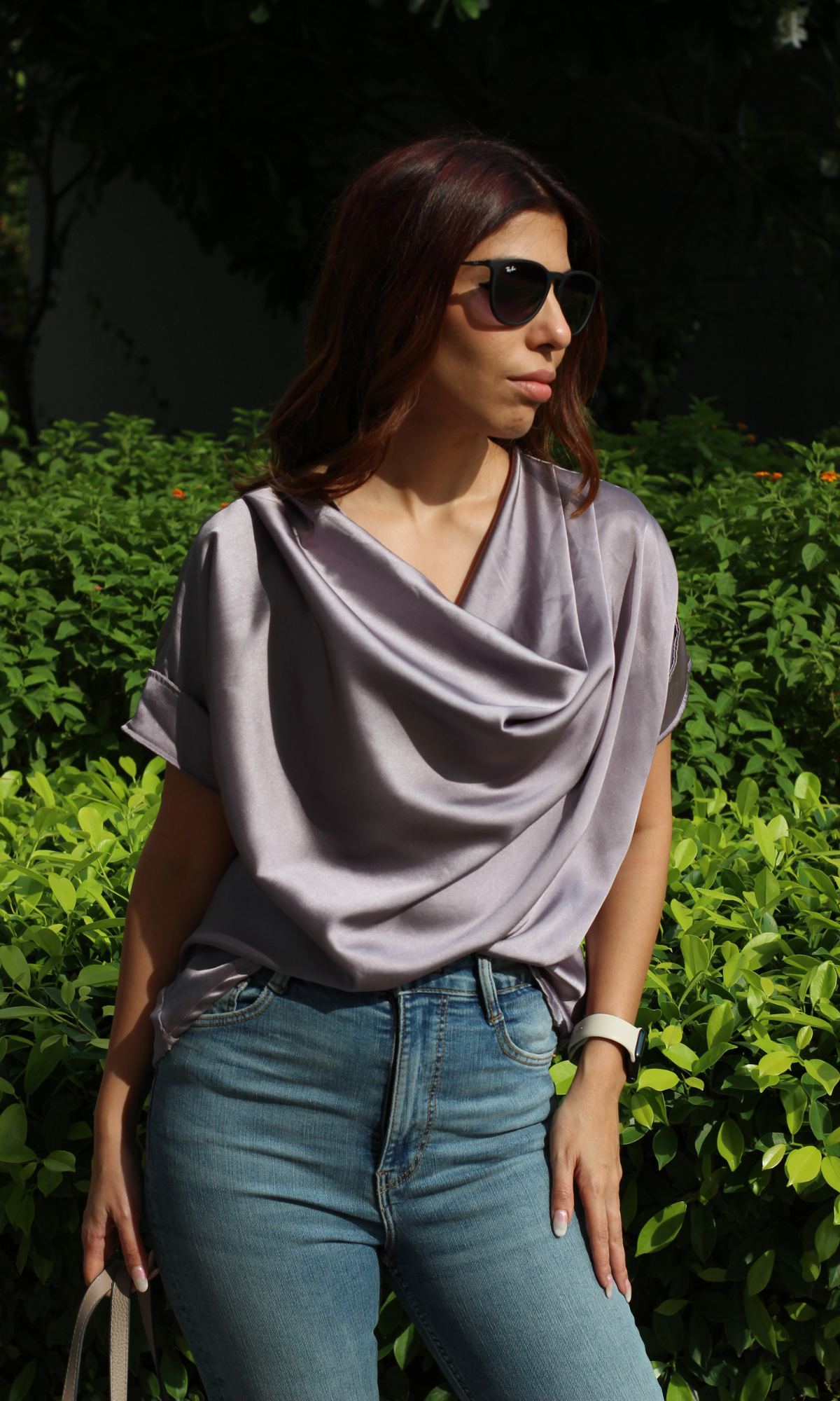 Steel Lavender Cowl Neck Top