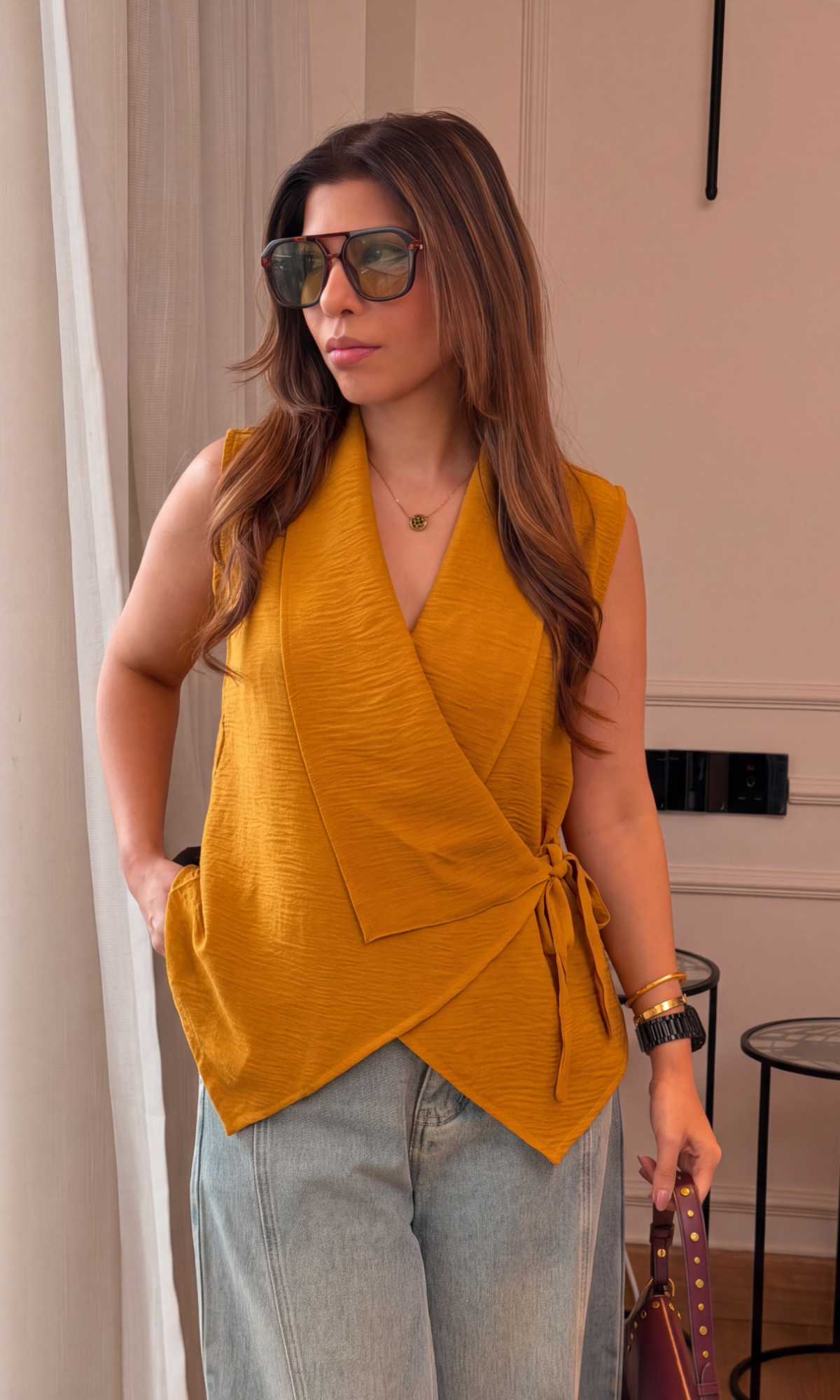 Amber Asymmetric Wrap Top