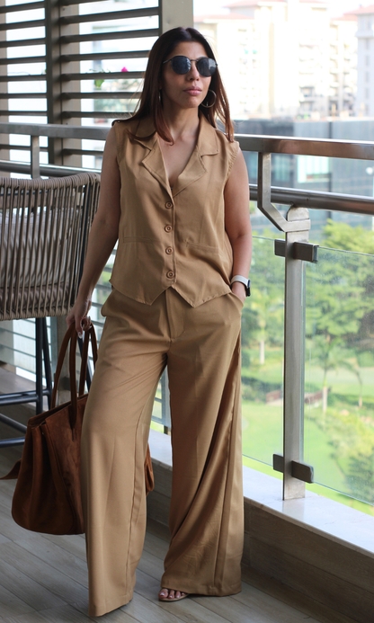 Tan Waist Coat and Pants Co-ord