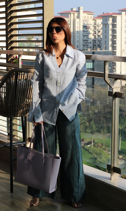 Line Stripe String Detail Shirt