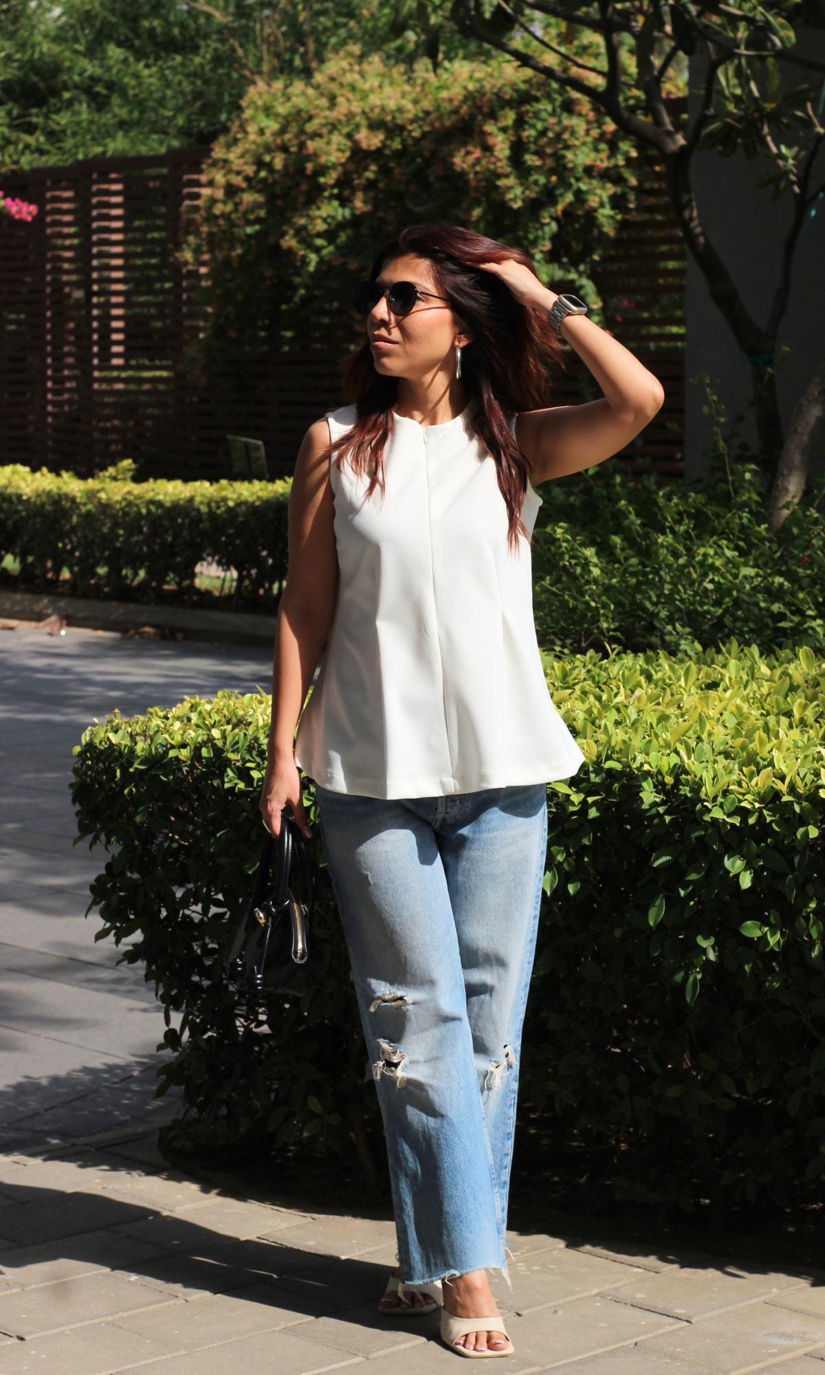 White Sleek-Pleat Detail Top
