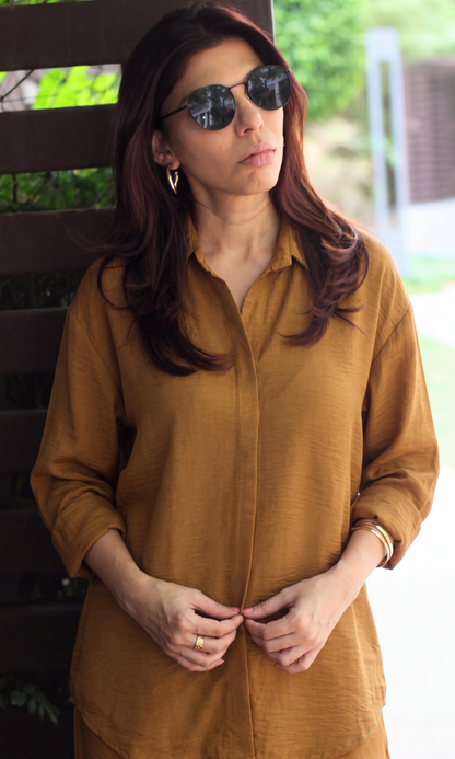 Mocha Relaxed Shirt & Pants Set