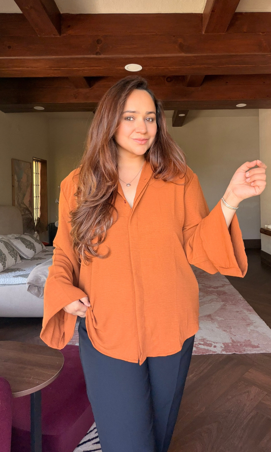 Rust Flared Sleeves Shirt