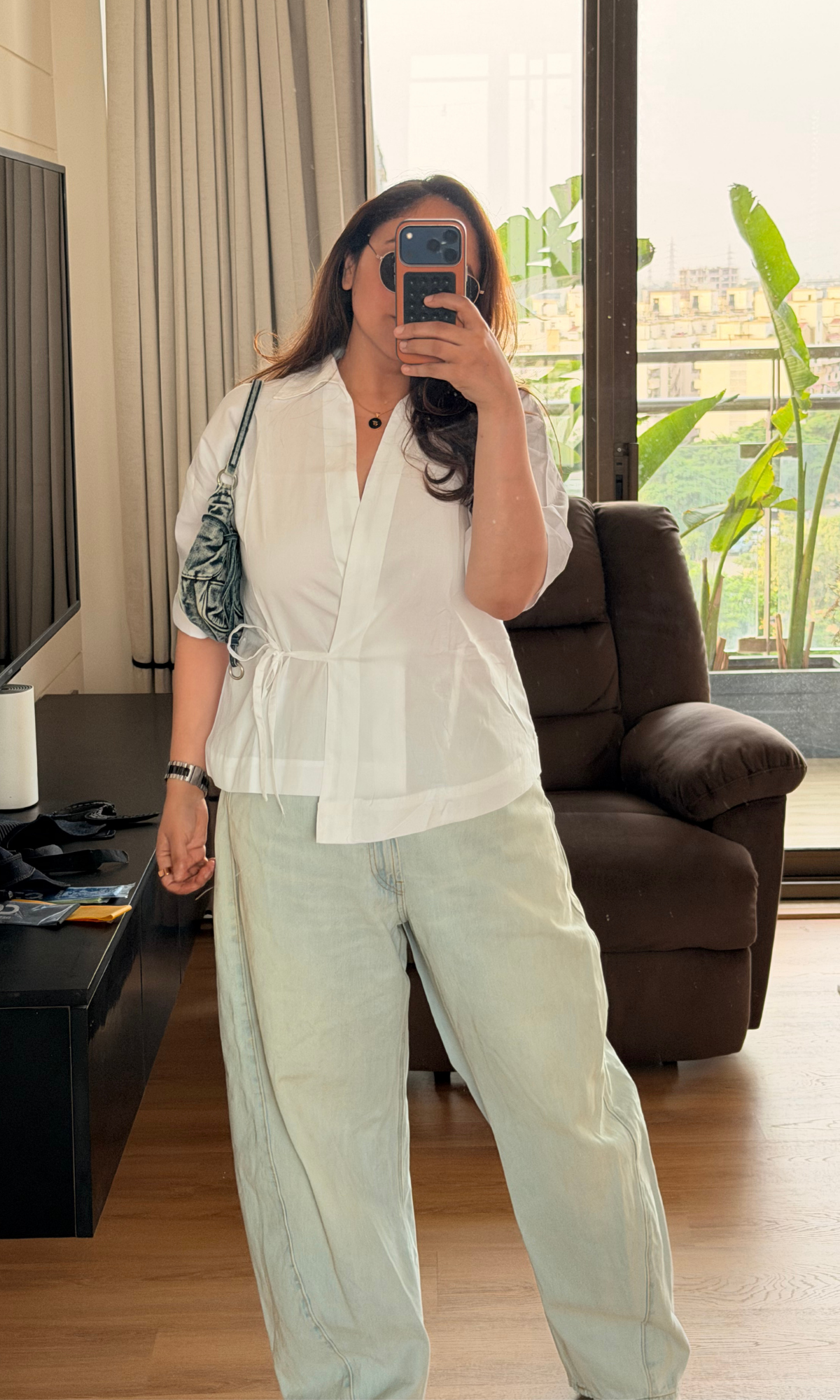 Dove Grey Side-Tie Blouse