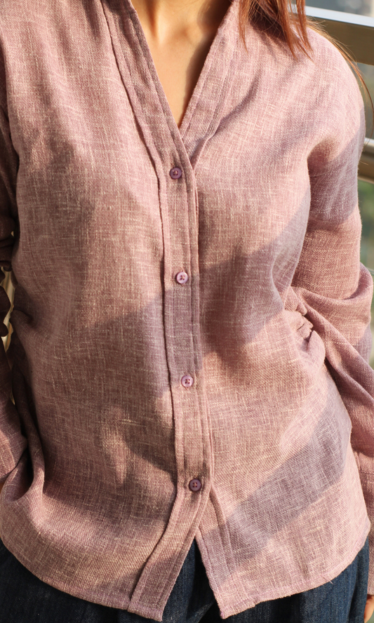 Soft Lavender Weave Side Cinch Shirt