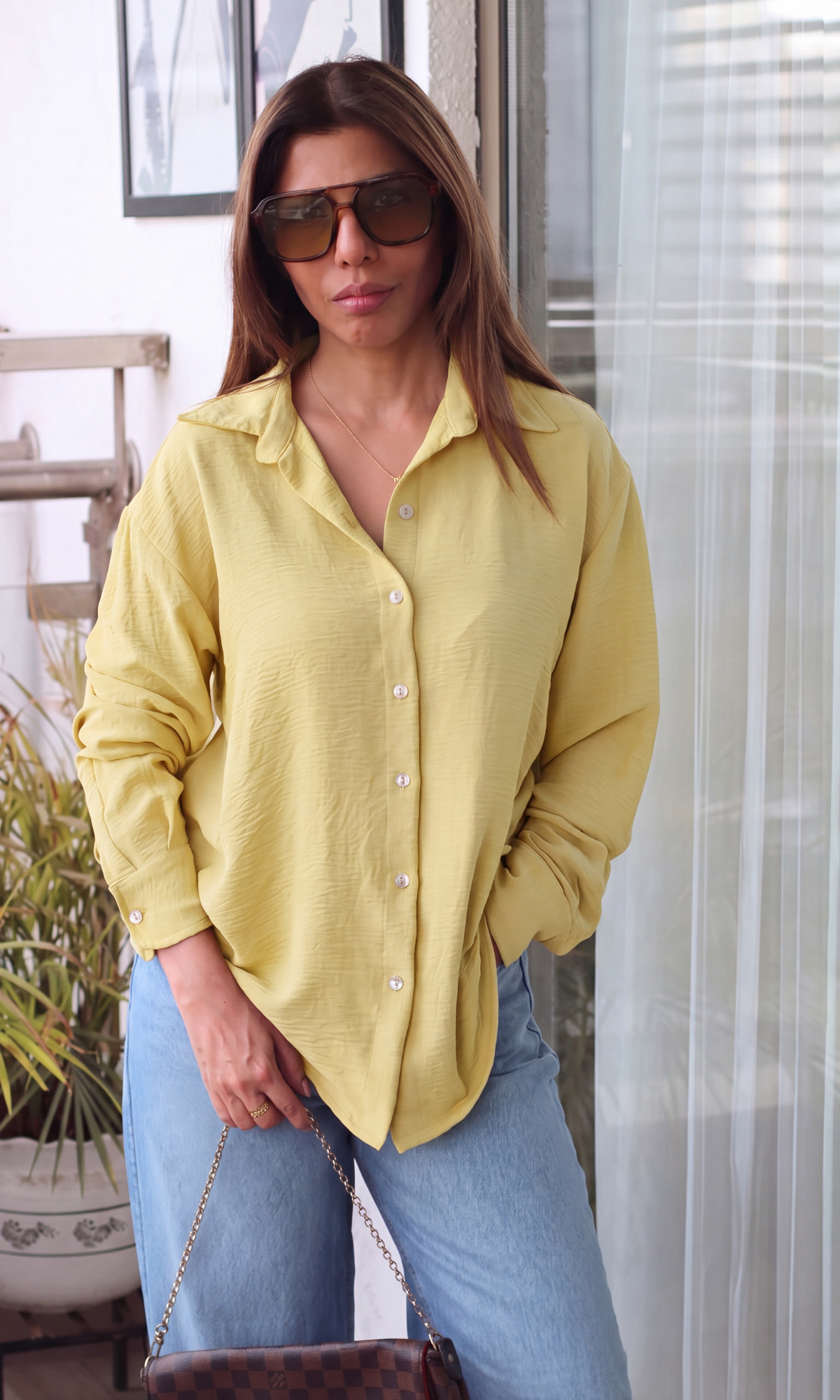 Butter Yellow Flowy Shirt