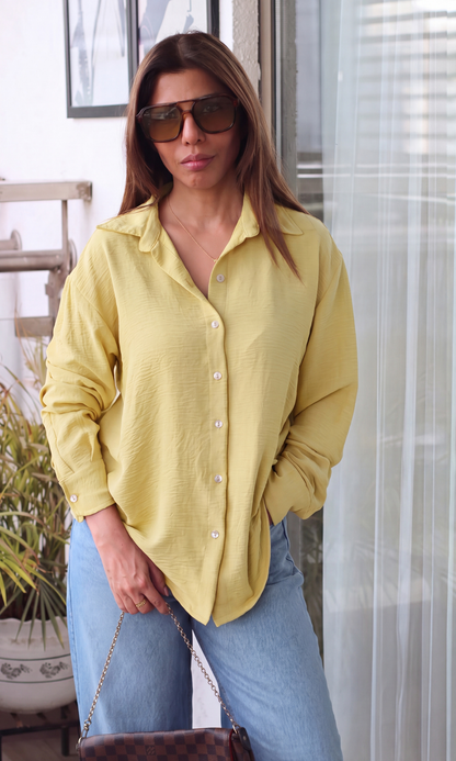 Butter Yellow Flowy Shirt