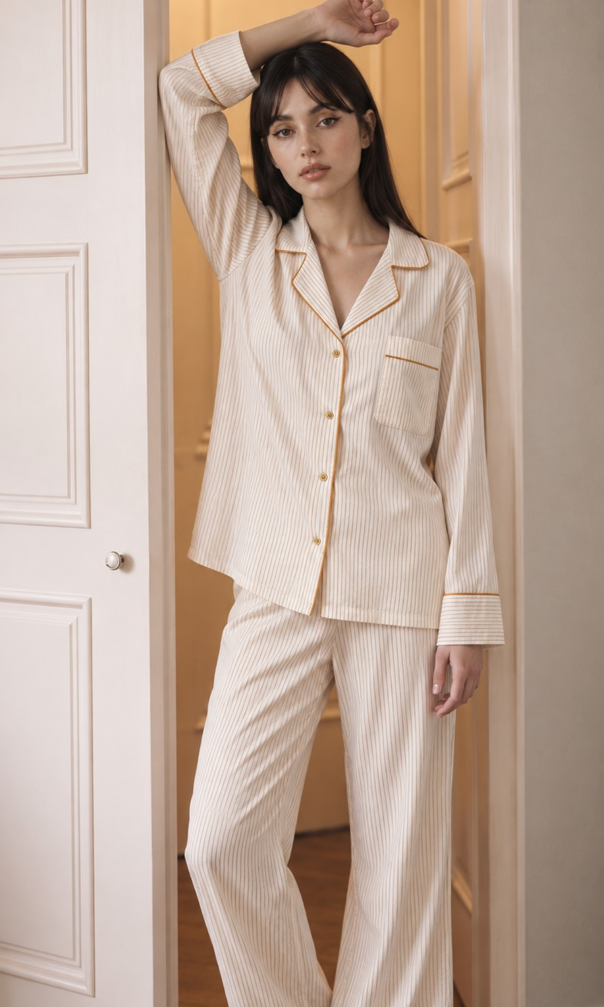 Orange Striped Pajama Set