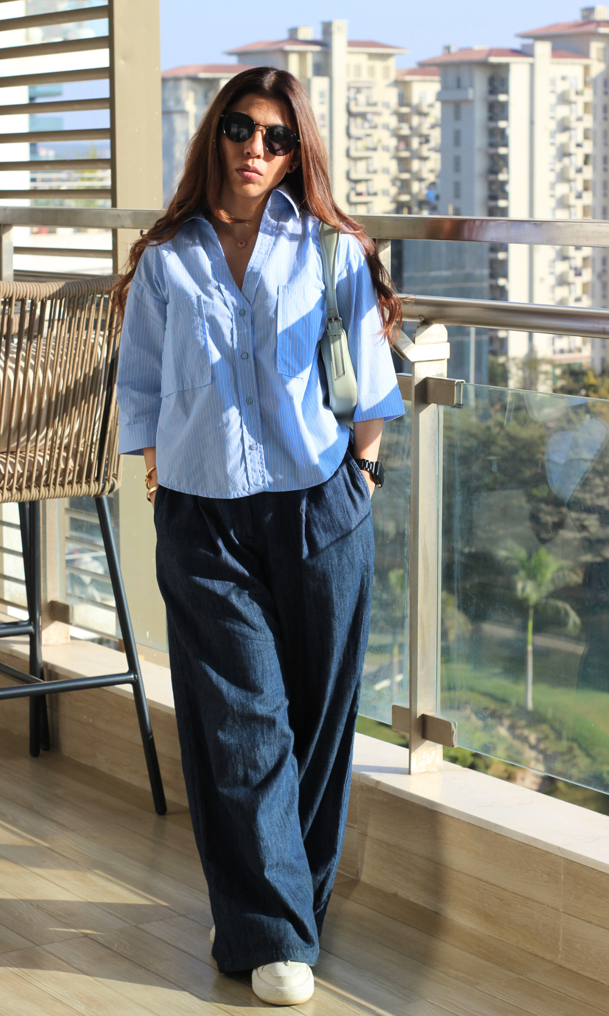 Blue Pinstripe Cotton Shirt