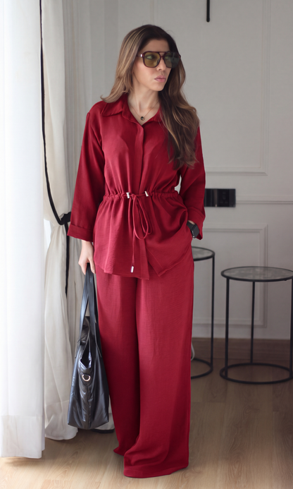 Burgundy Drawstring Co-ord Set