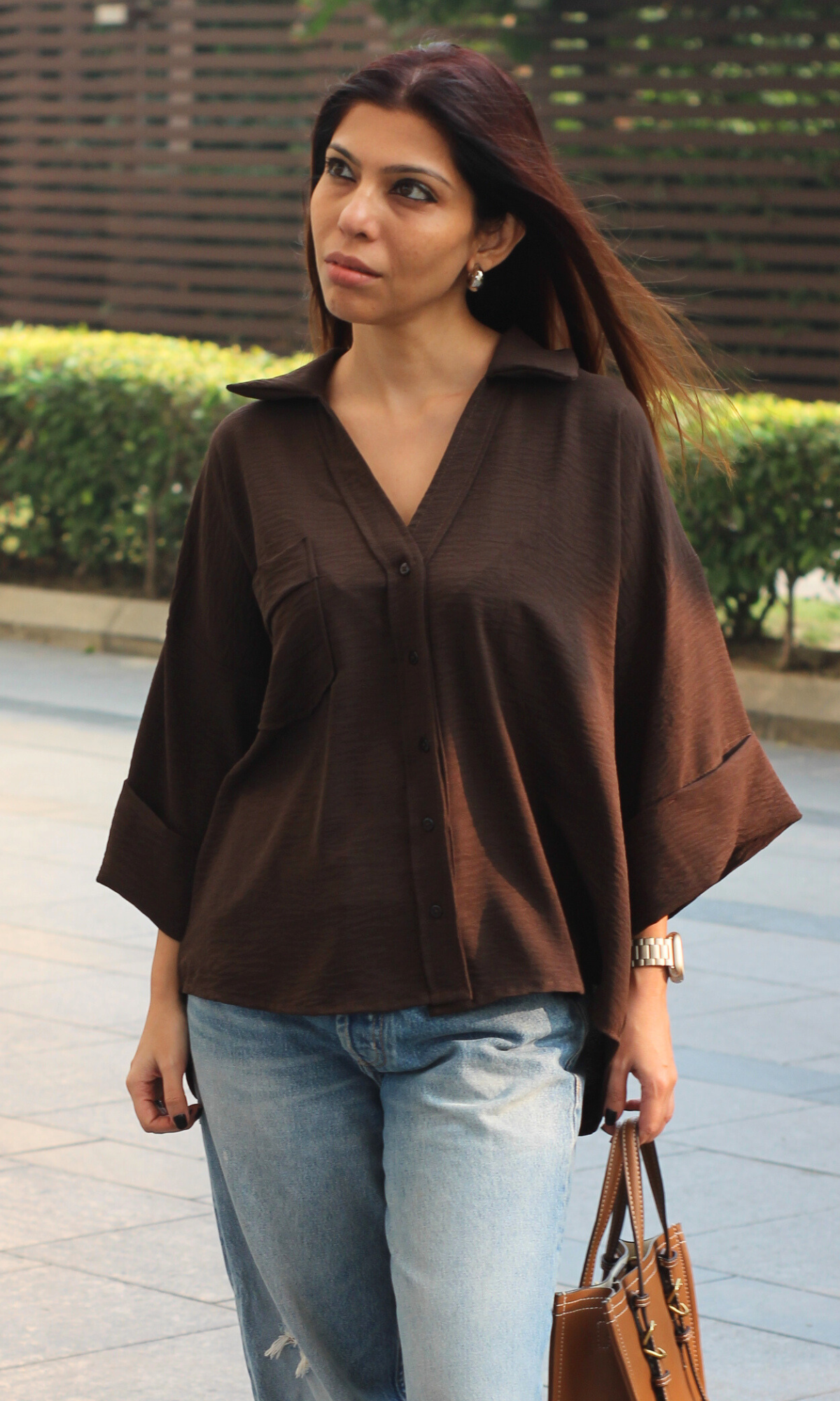 Brown Flowing Shirt