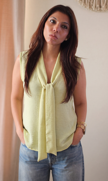 Butter Yellow Tie-Detail Top