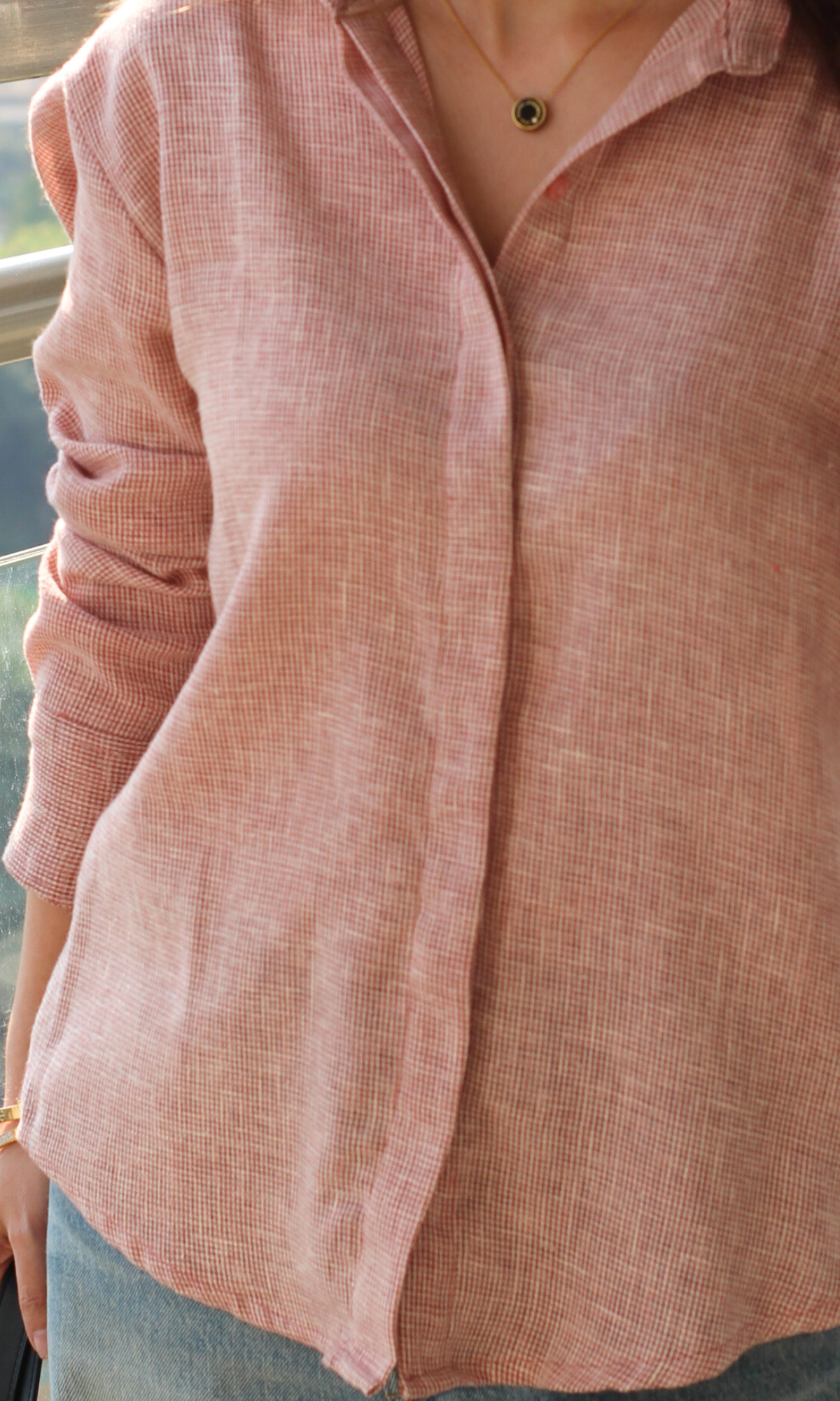 Rose Micro-Check Weave Shirt