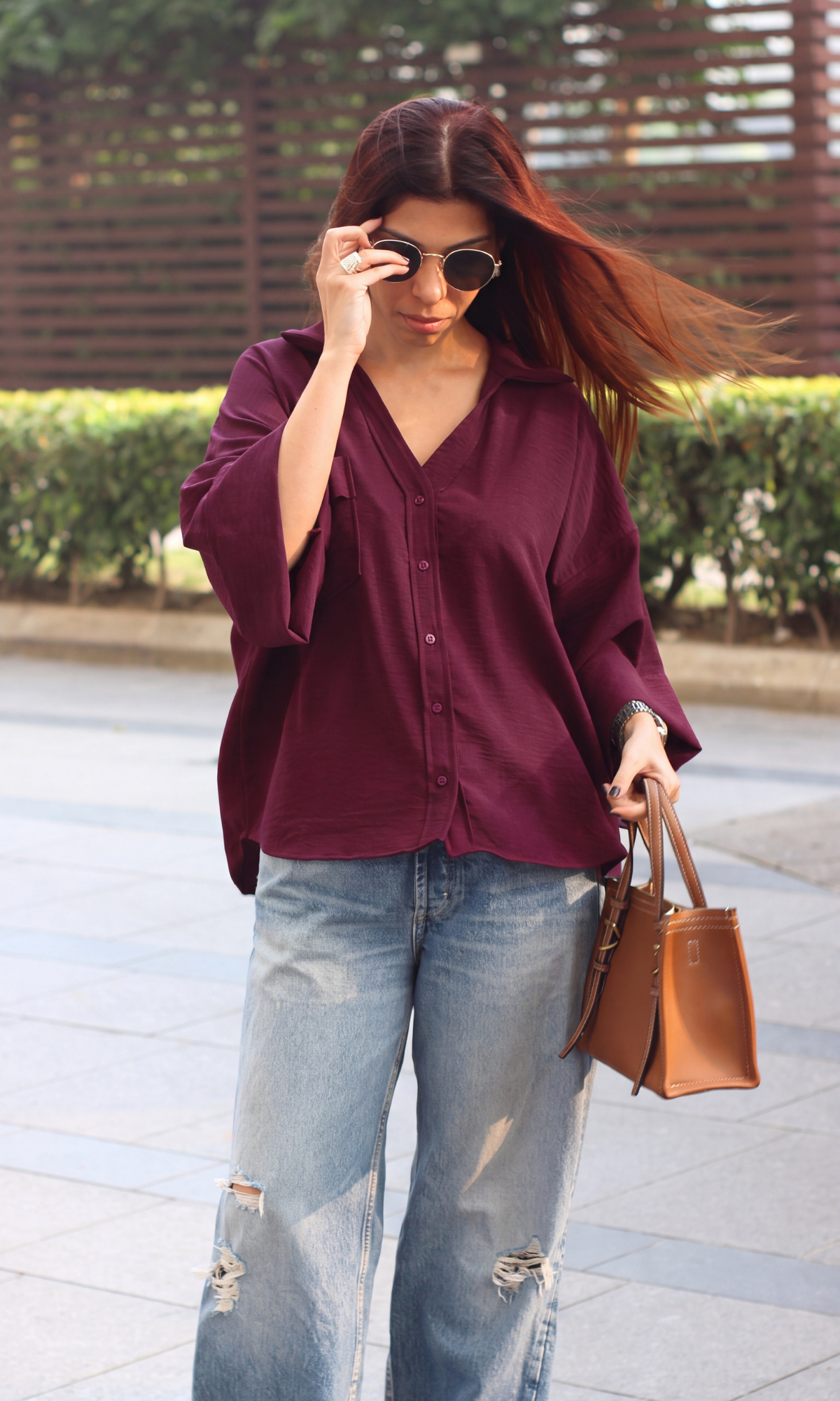 Wine Relaxed Camp Shirt