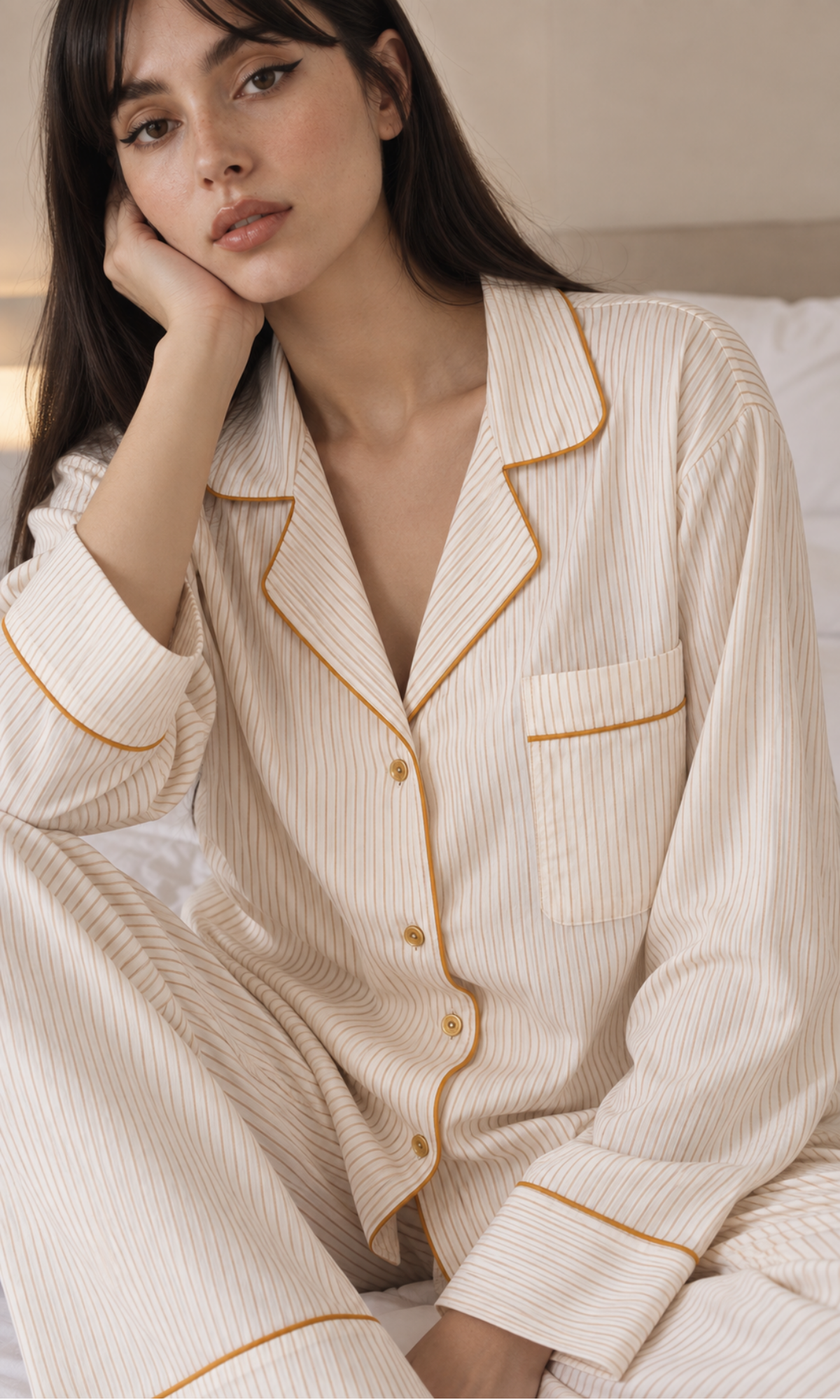 Orange Striped Pajama Set