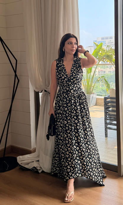 Leopard Print Handkerchief Hem Midi Dress
