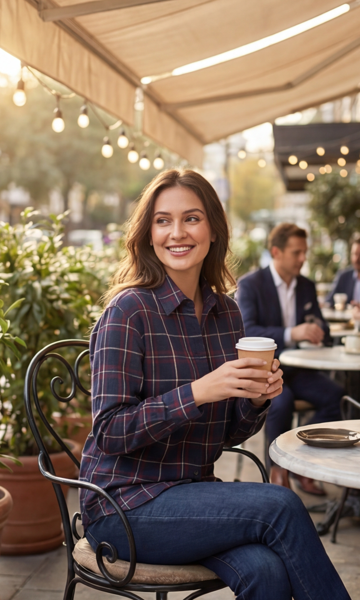 Navy Red Cotton Checked Shirt