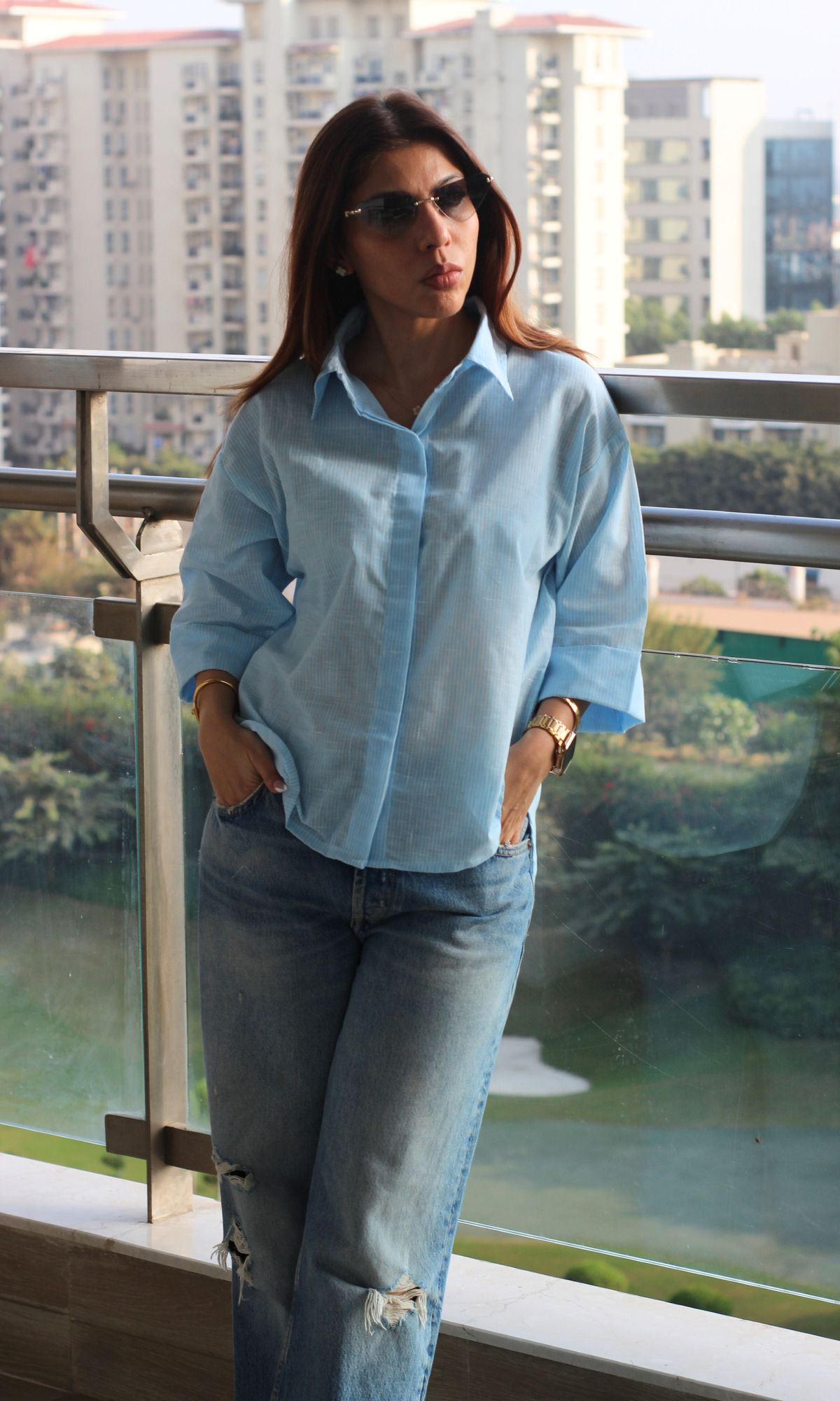 Cloud Stripe Loose Shirt