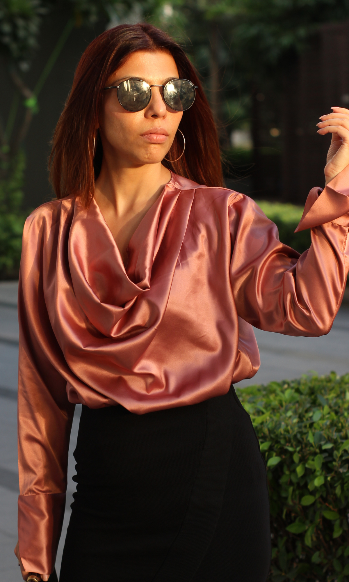 Rouge Sleeved Cowl Neck Top