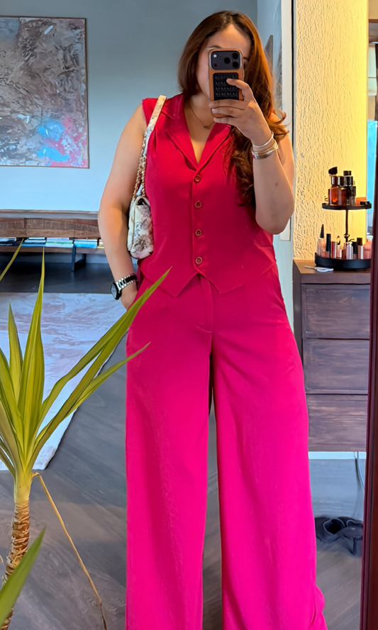 Hot Pink Waist Coat and Pants Co-ord