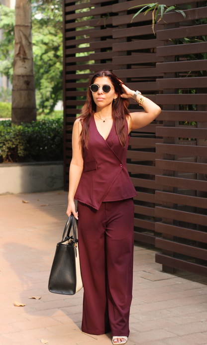 Dark Wine Waist Coat and Pants