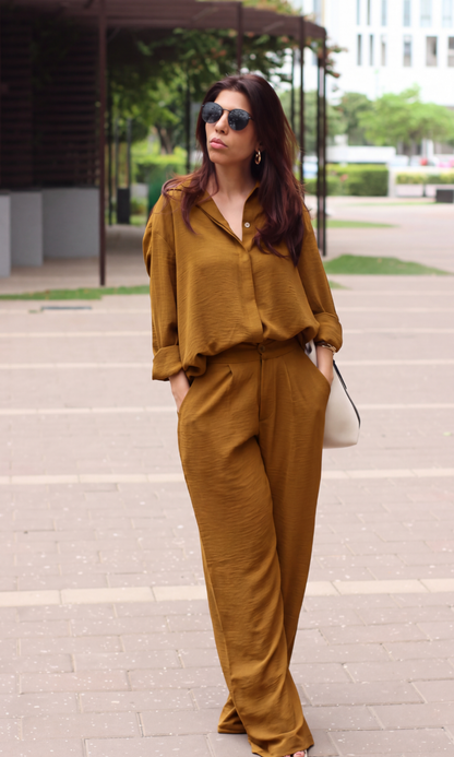 Mocha Relaxed Shirt & Pants Set