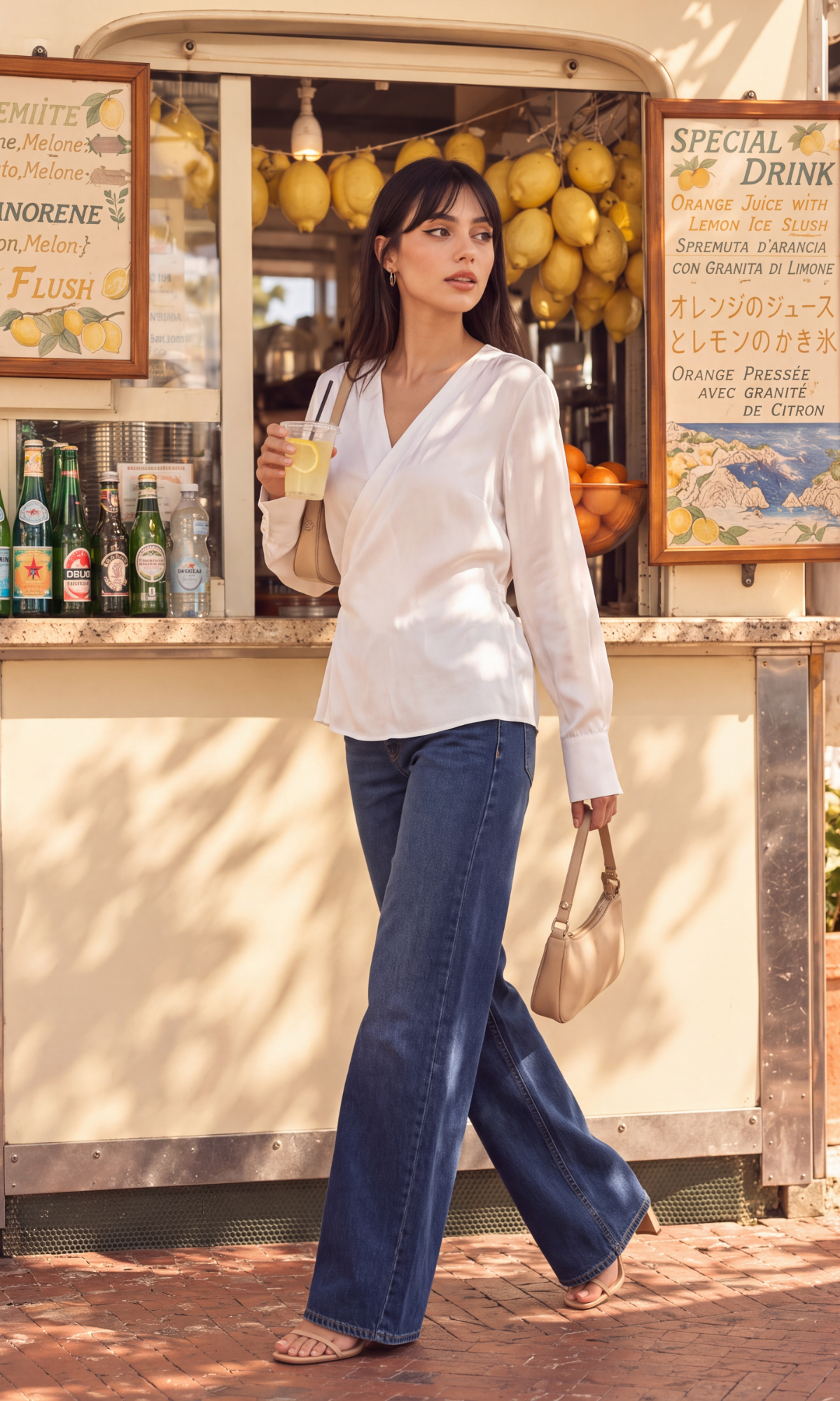 White Satin Wrap Top