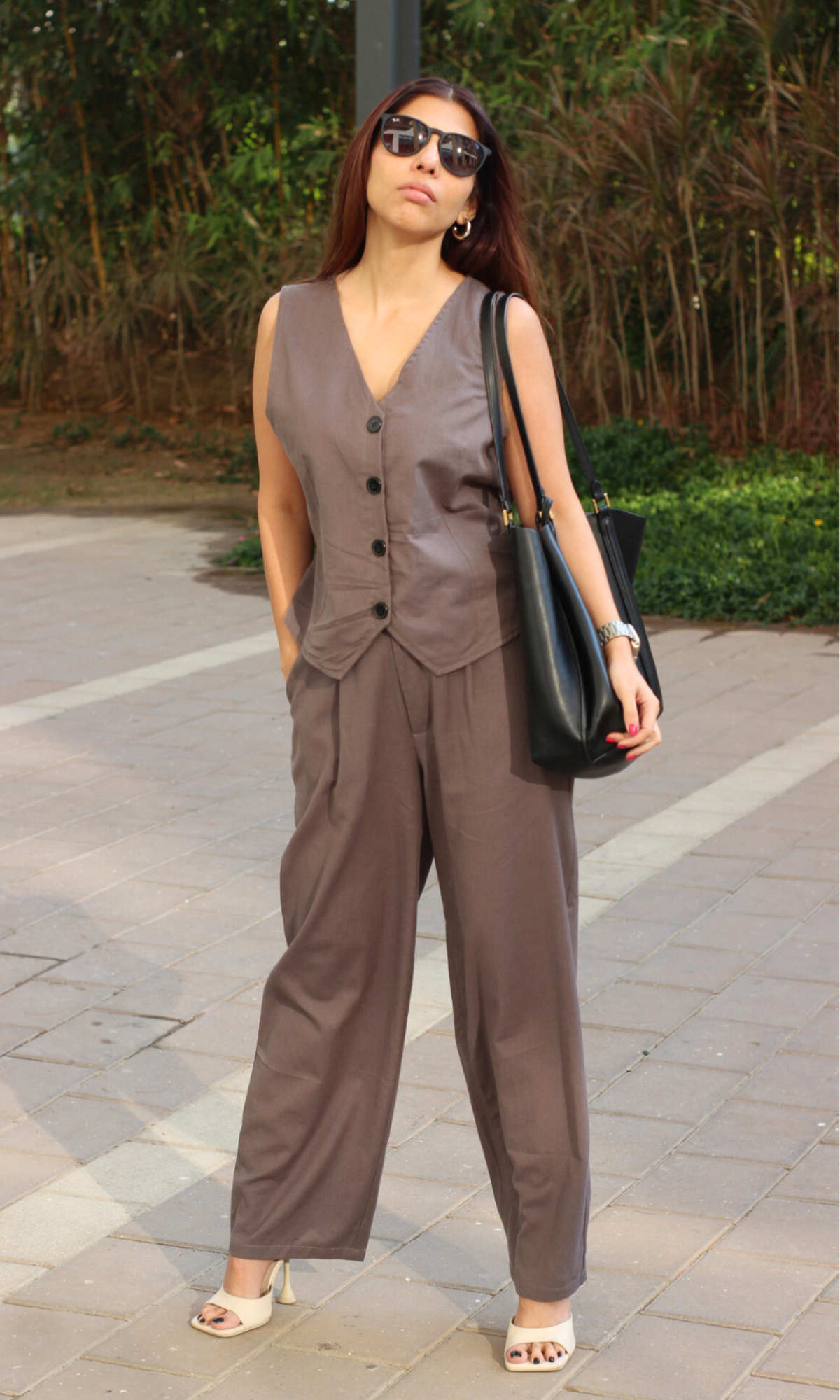 Grey Waist Coat and Straight Pants Co-ord