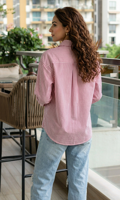 Red Linear Striped Shirt