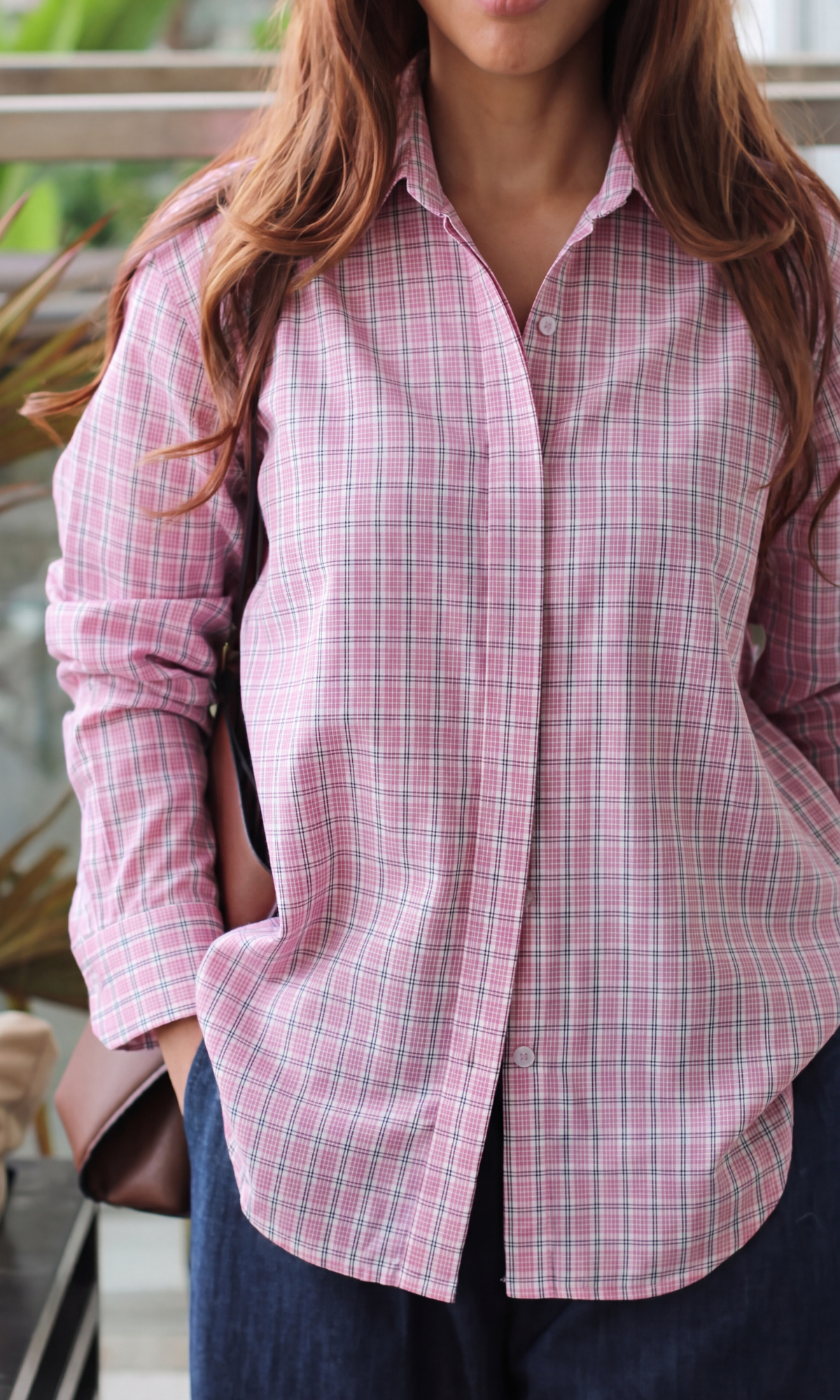 Blush Pink Plaid Checked Shirt