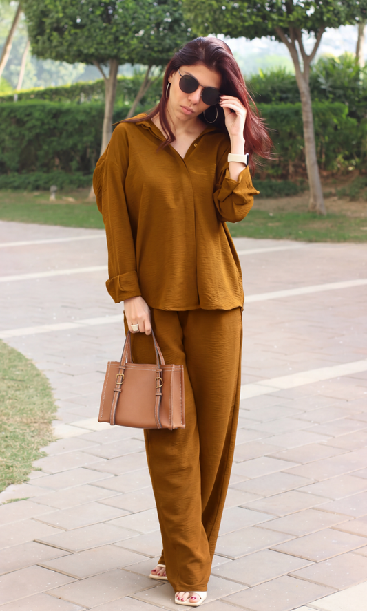 Mocha Relaxed Shirt & Pants Set