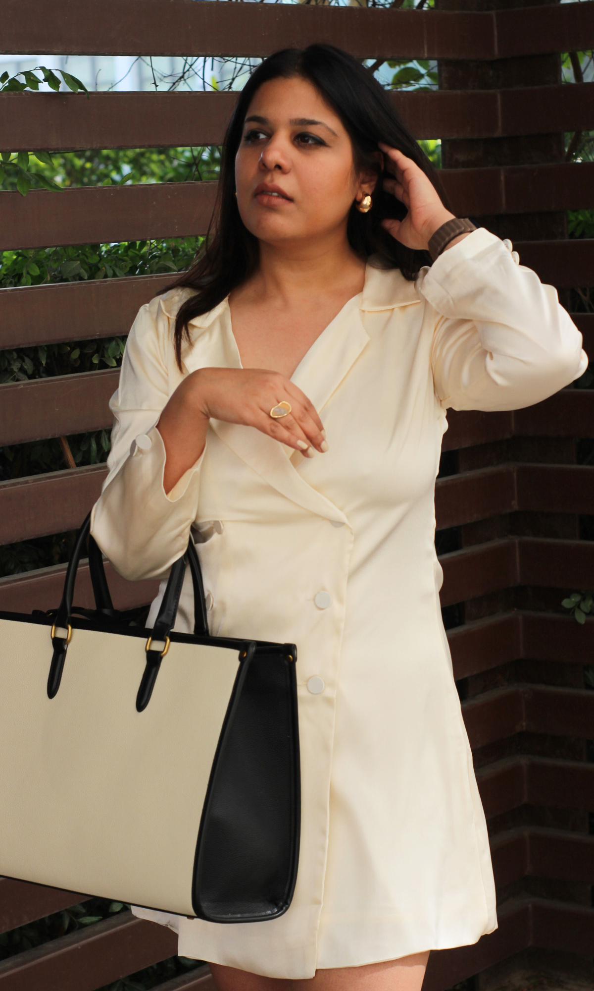 White Buttoned Blazer Dress