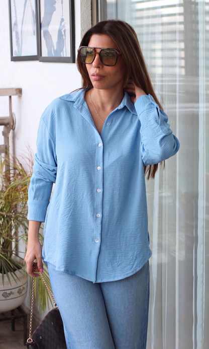 Powder Blue Crinkle Shirt