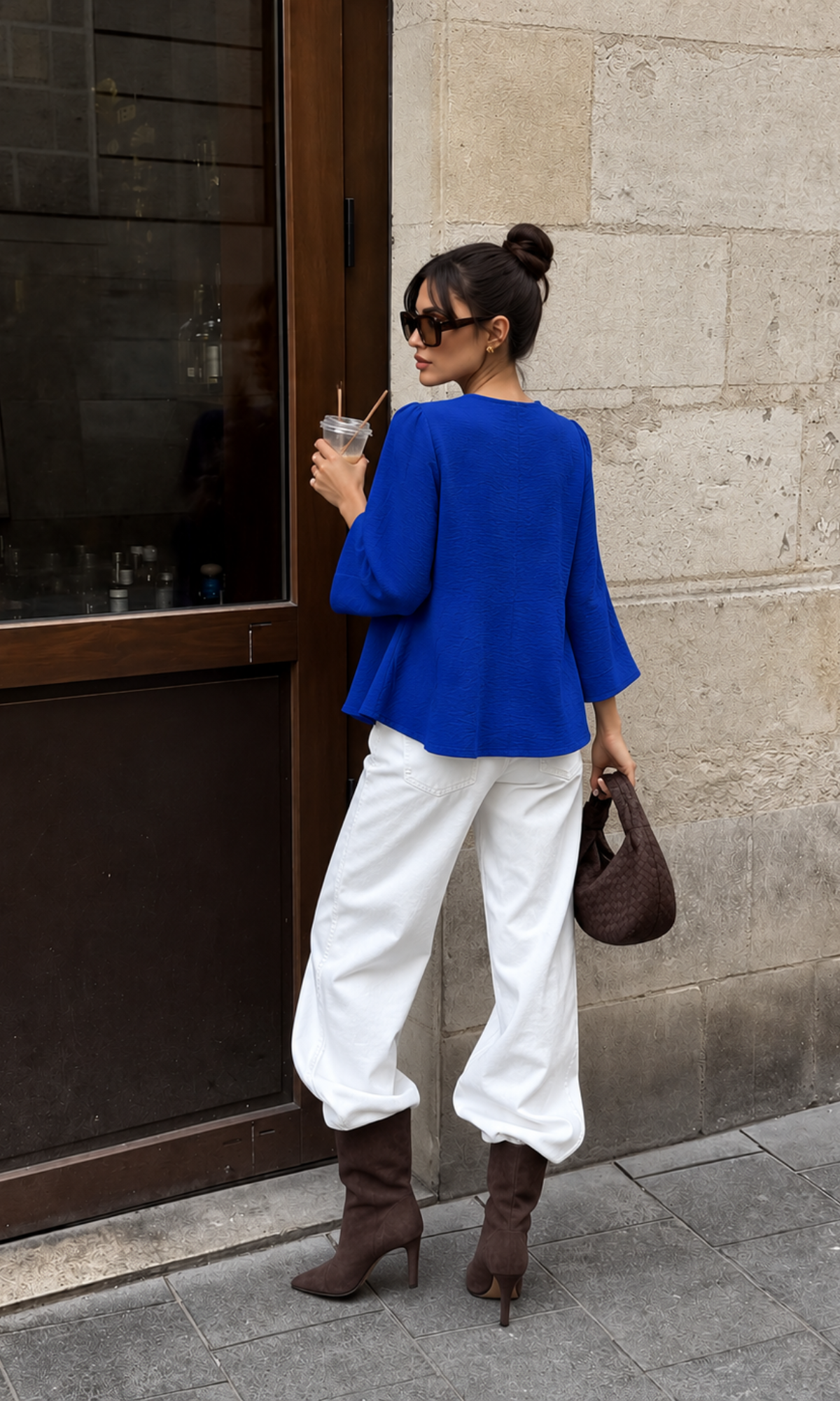 Cobalt Blue V-Neck Peplum Top