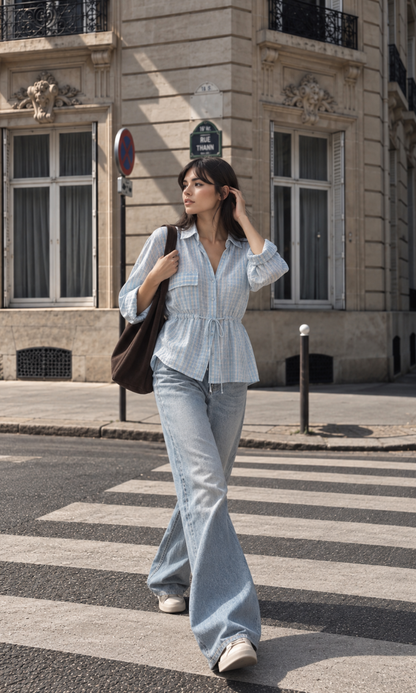 Powder Blue Striped Safari Shirt