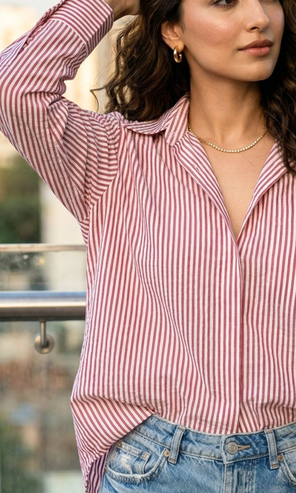 Red Linear Striped Shirt