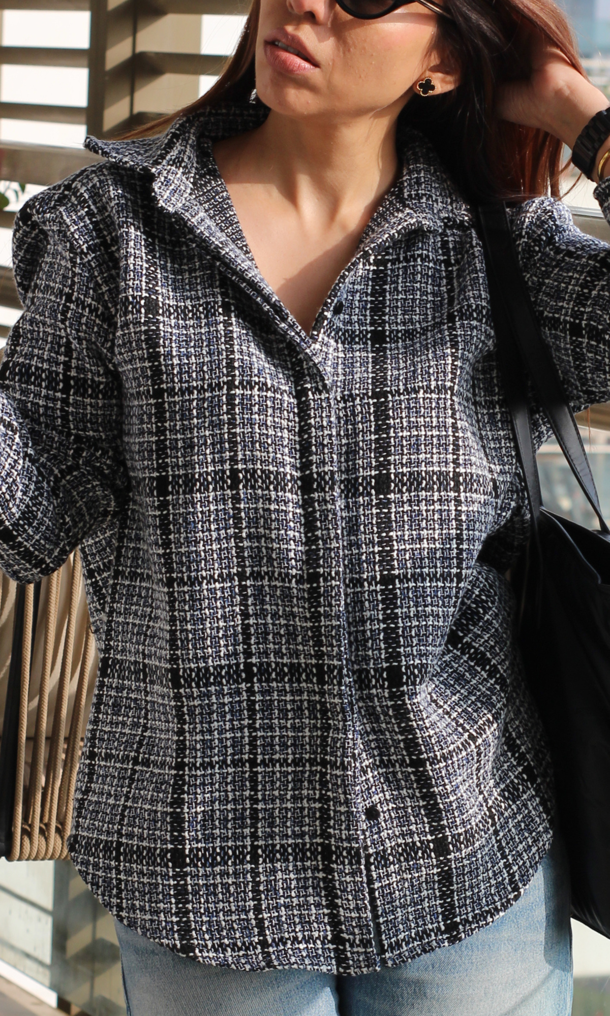 Blue Check Tweed Overshirt