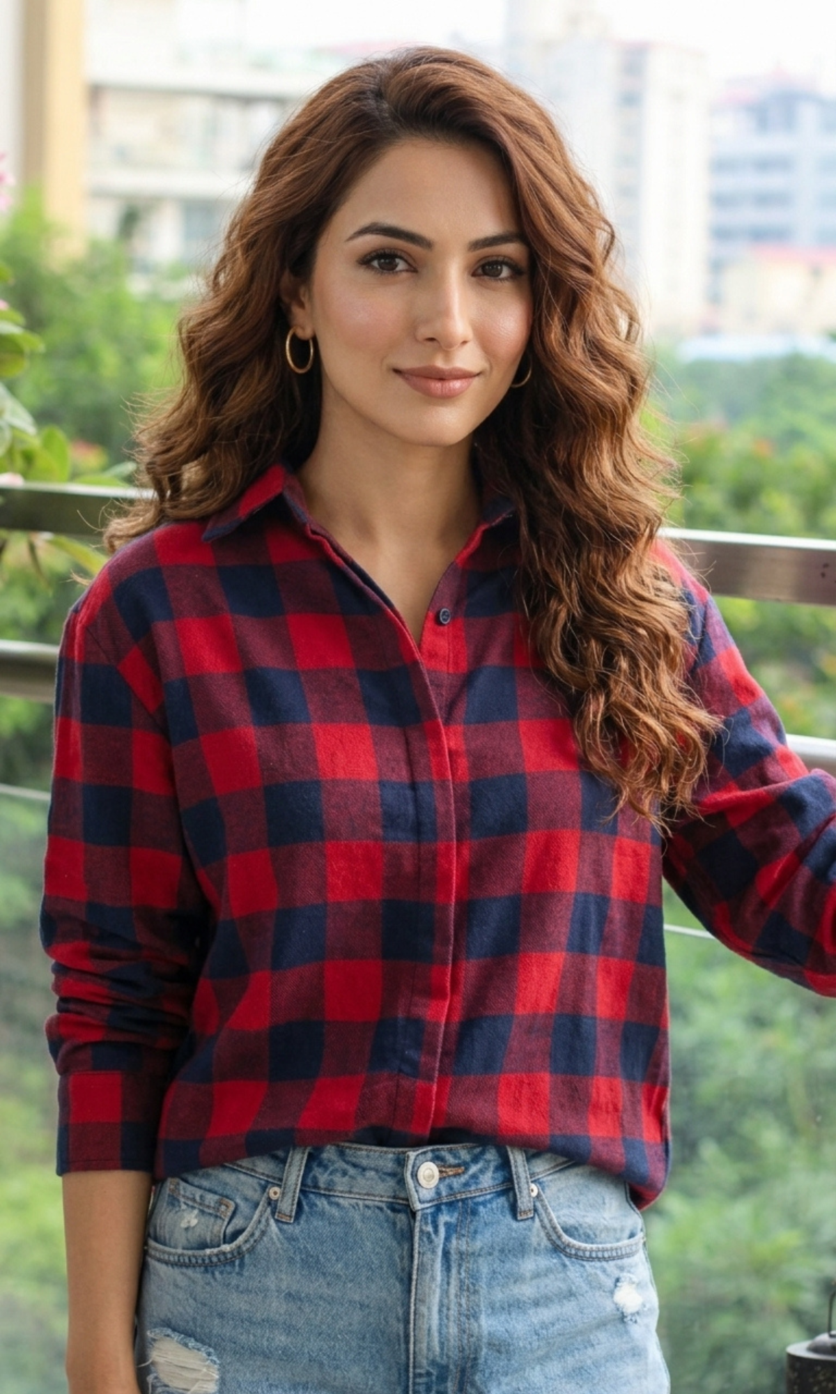 Red Navy Block Checked Shirt