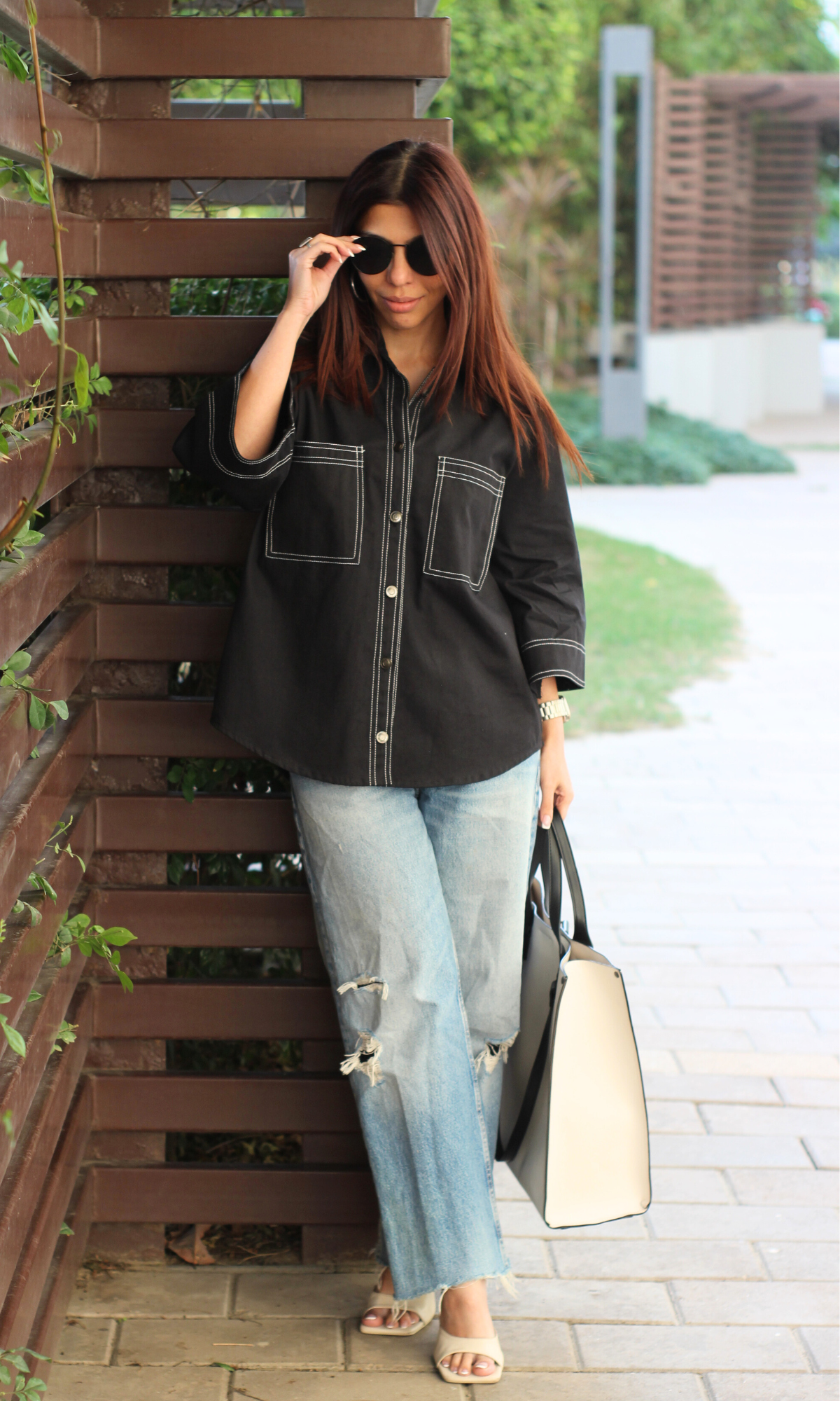 Thread Detail Black Shirt