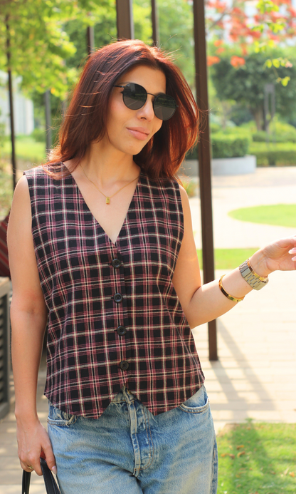 Blush Grid Checkmate Waist Coat