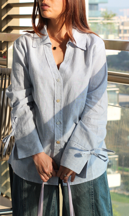 Line Stripe String Detail Shirt