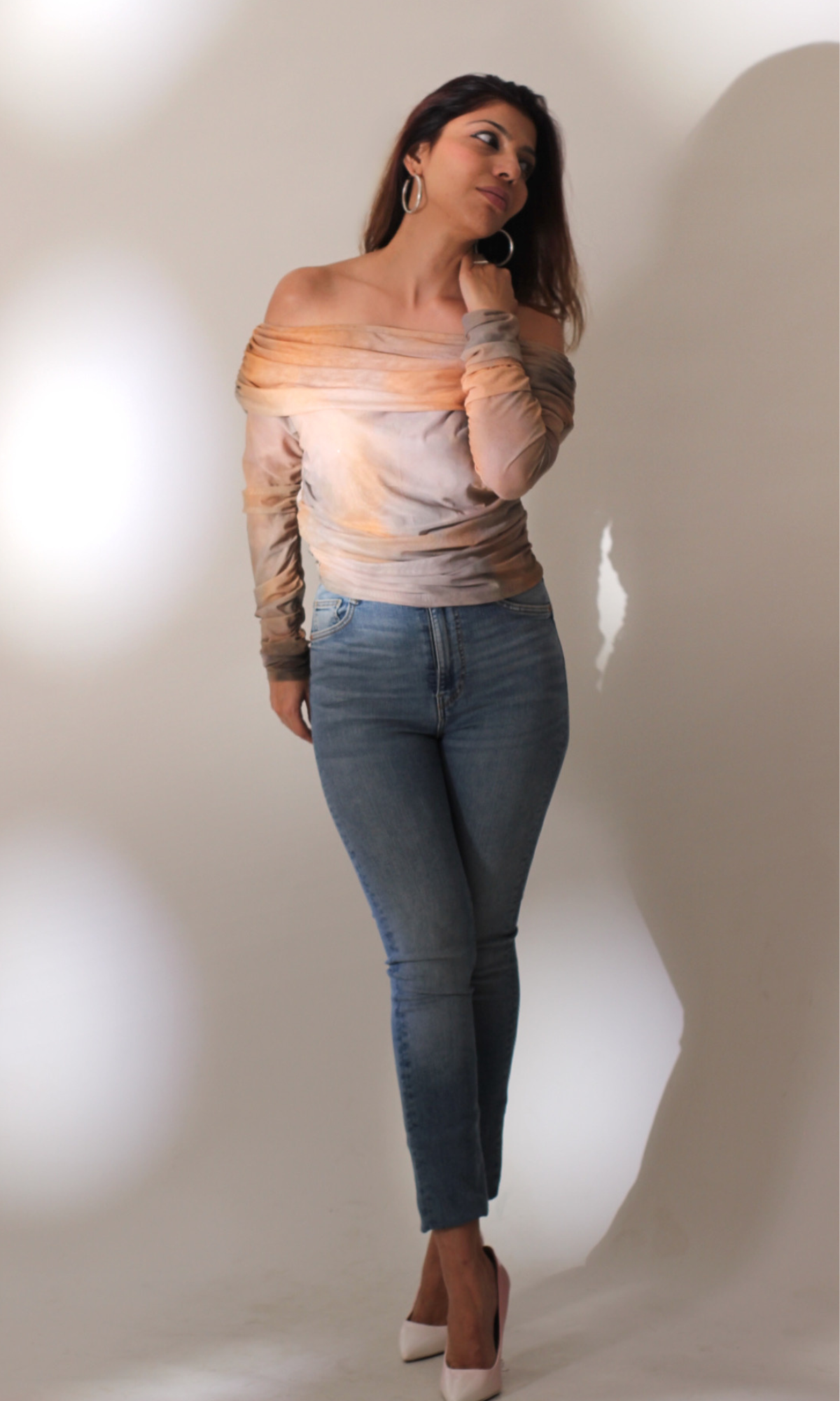 Off shoulder tulle top hotsell