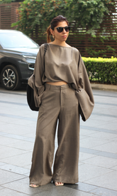 Co-ord-Batwing Sleeves Crop Top & Tie-Up Pants main image 0