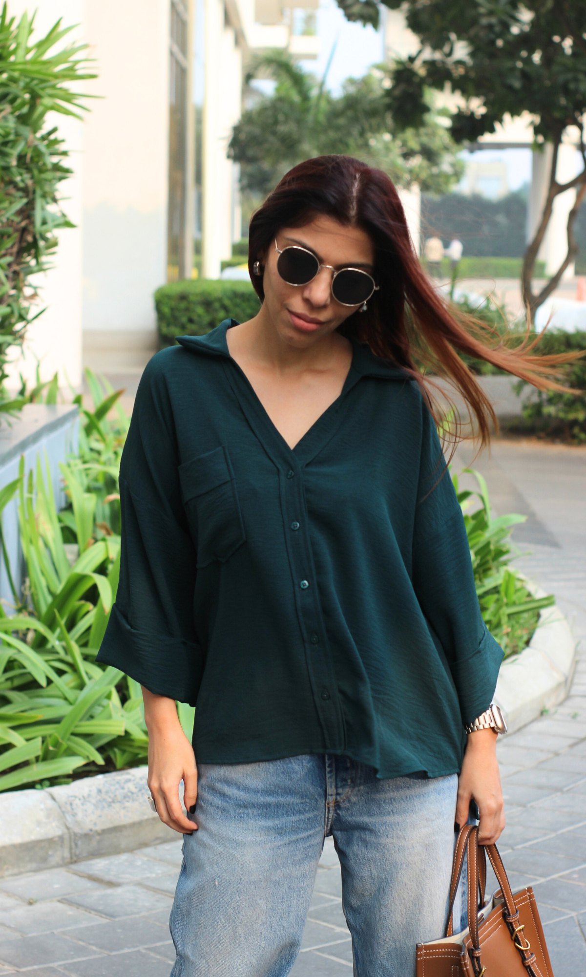 Midnight Green Flowing Shirt