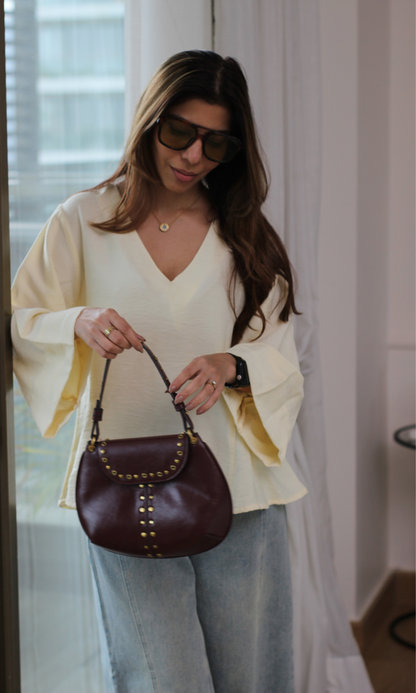 Pale Ice V-Neck Peplum Top