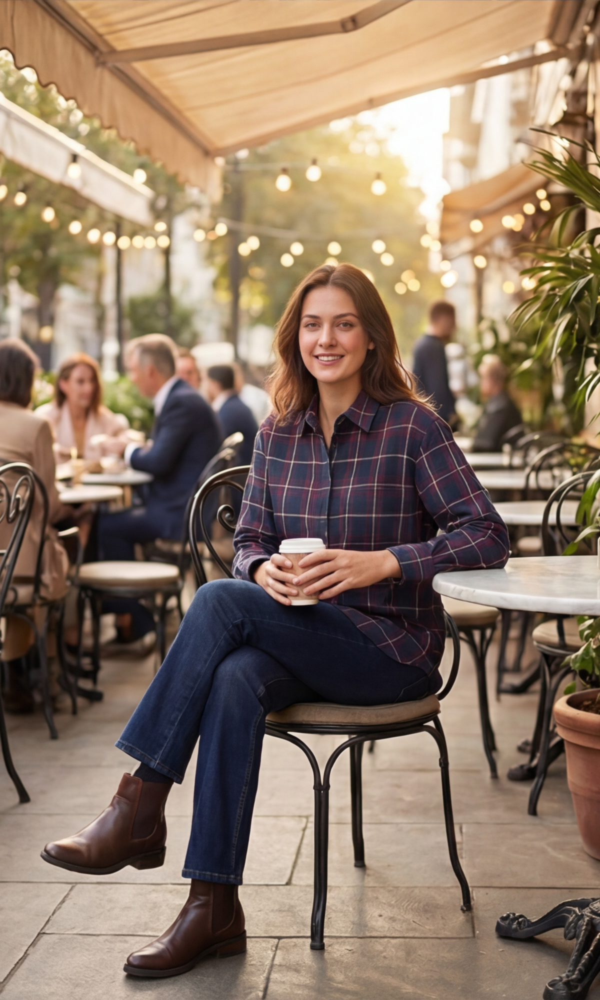 Navy Red Cotton Checked Shirt